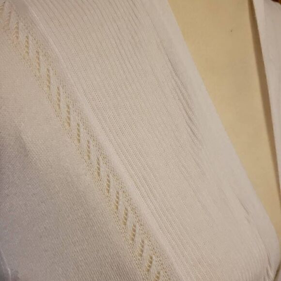 Jones New York White Cardigan with Knit Embellishments Women's Size Medium - Picture 6 of 7